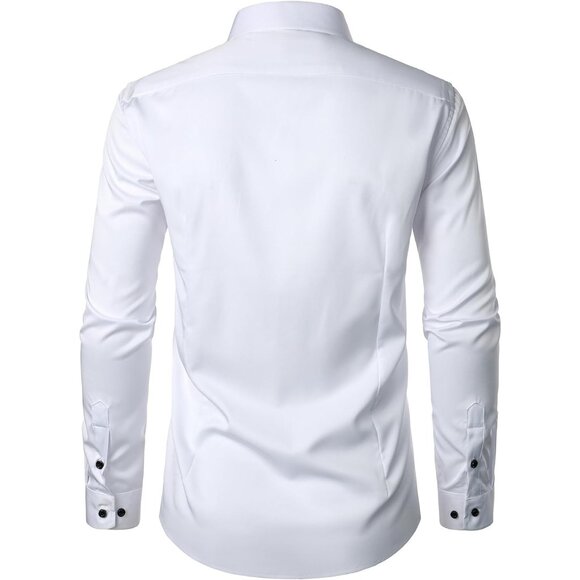Men's Stretch Wrinkle Free Dress Shirts Long Sleeve Slim Fit Button Down Shirt - Picture 4 of 7